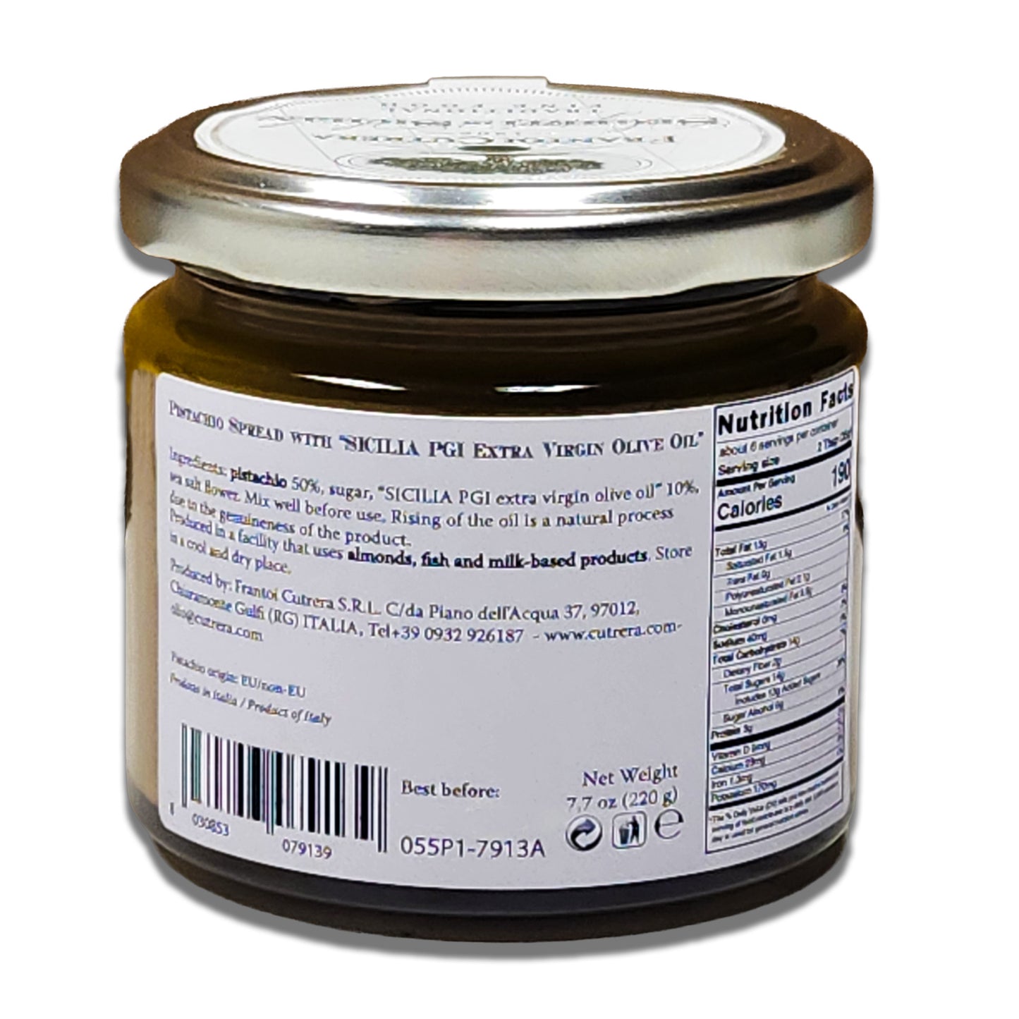 Segreti di Sicilia Pistachio Spread - Sweet Sicilian Pistachio Cream by Frantoi Cutrera