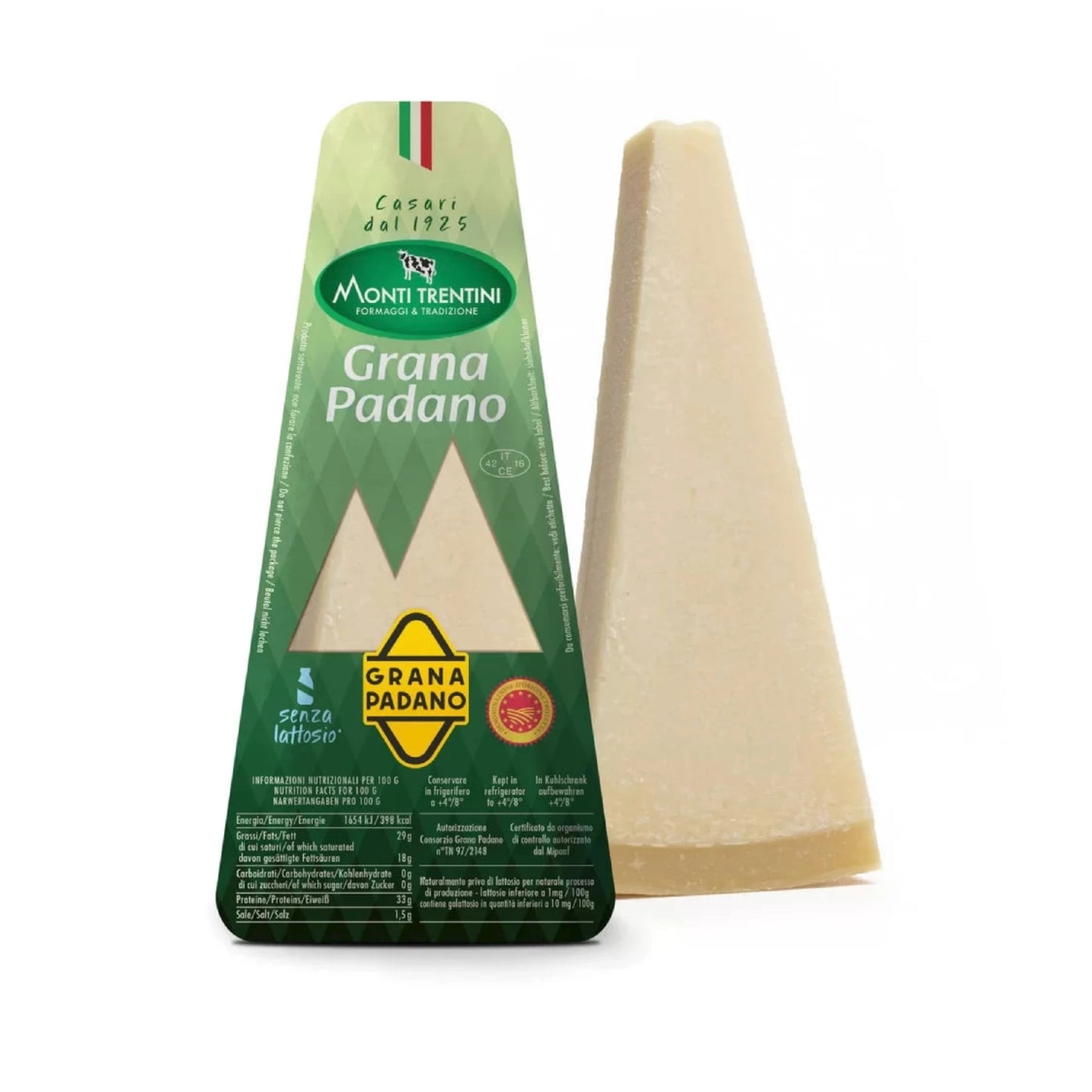 Grana Padano D.O.P. - Authentic Italian Hard Cheese Wedge 7oz