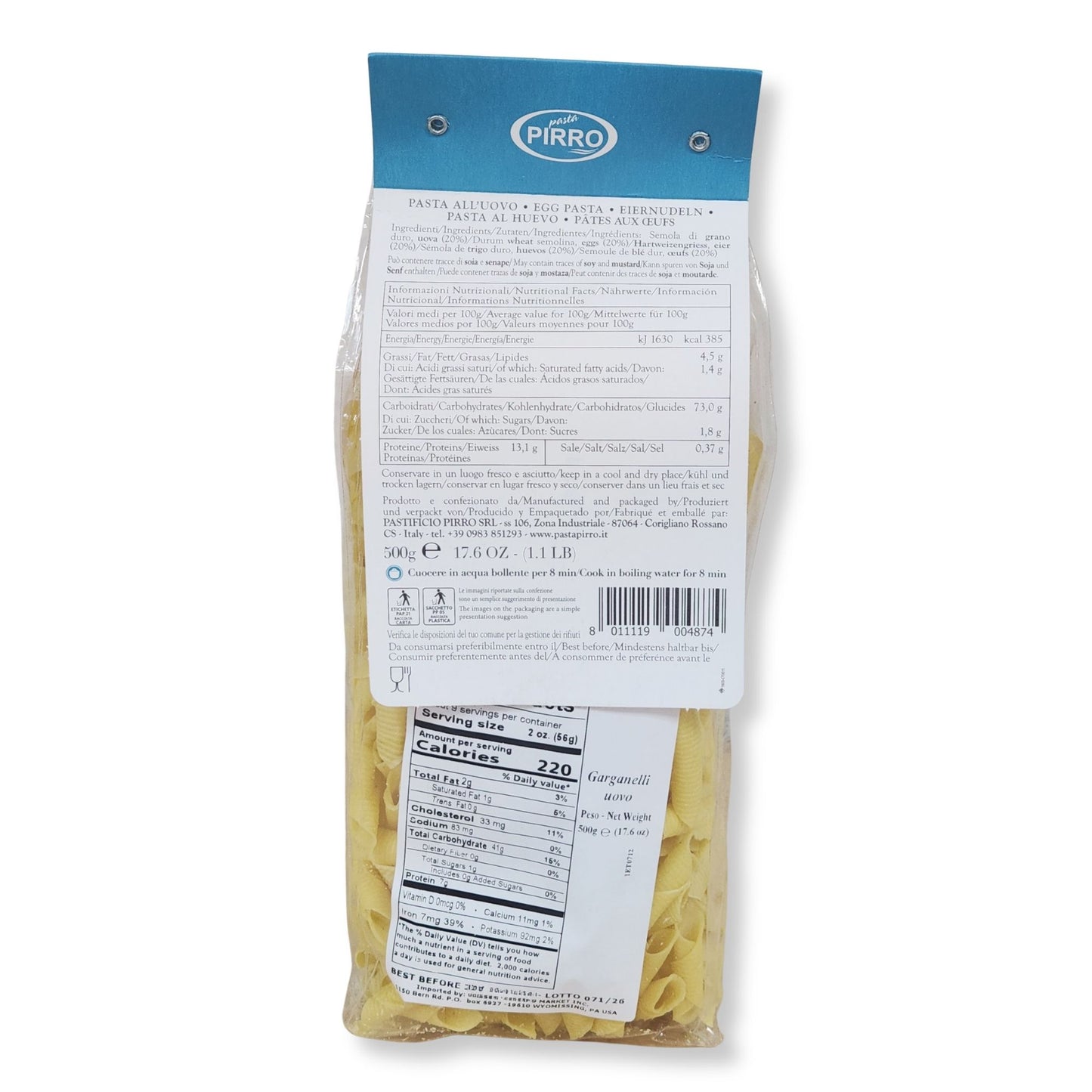 Pirro Egg Garganelli Pasta – 17.6 oz (500g)