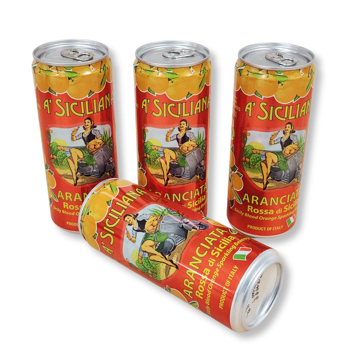 A Siciliana Aranciata – Sicilian Blood Orange Sparkling Beverage | 11.15 fl oz (330ml) - 4 Pack