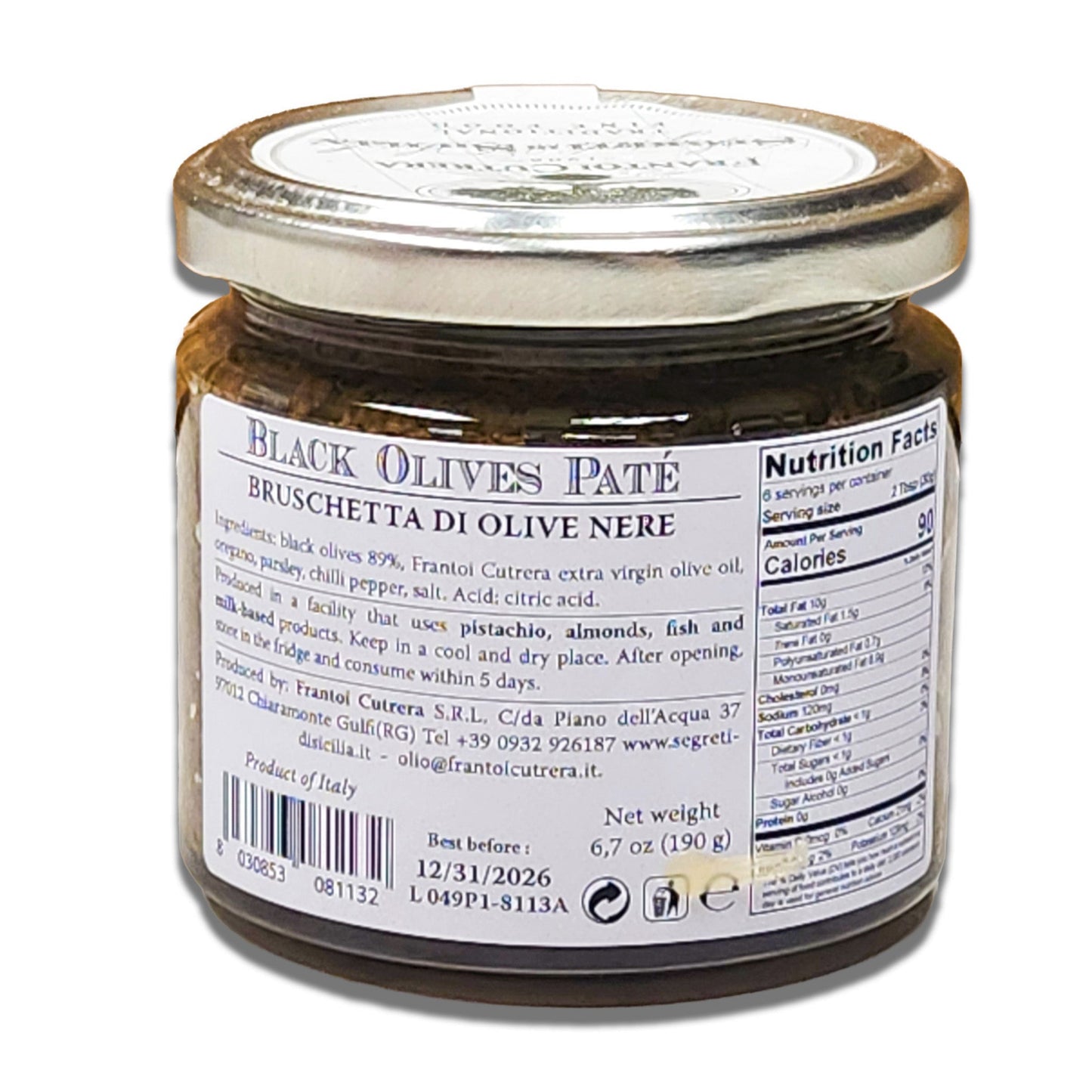 Segreti di Sicilia Black Olive Spread by Frantoi Cutrera - 190gr