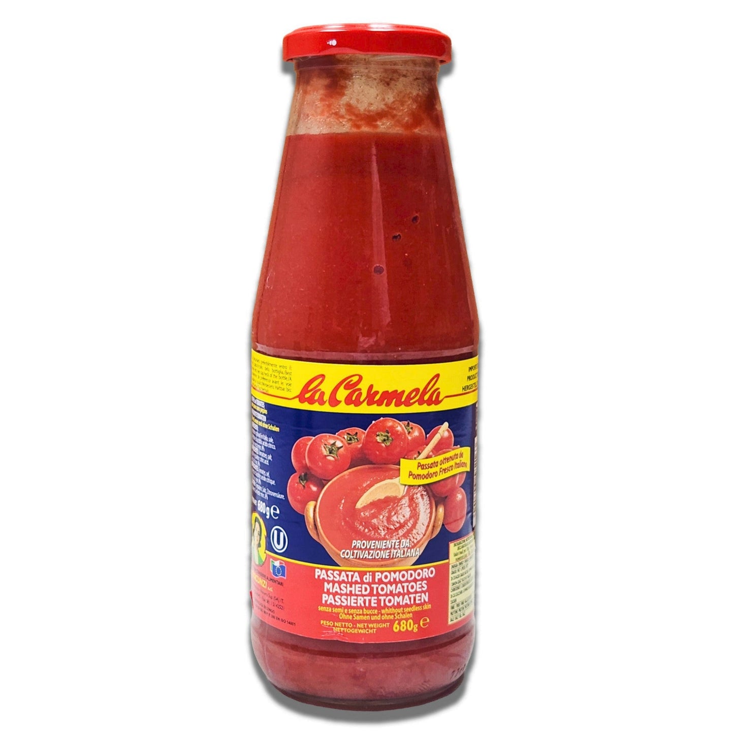 La Carmela Passata di Pomodoro - Italian Tomato Puree in Glass Bottle - 100% Italian Tomatoes - Ideal for Pasta and Pizza Sauce