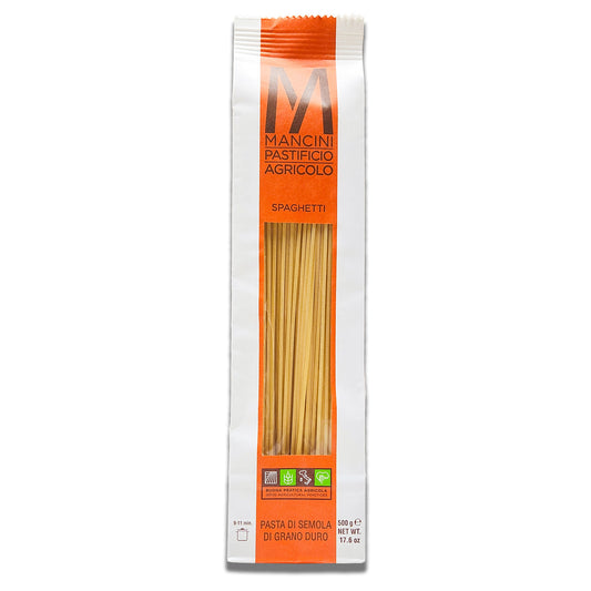 Mancini Spaghetti Pasta 500gr/17.6oz - Artisanal Italian Durum Wheat Spaghetti