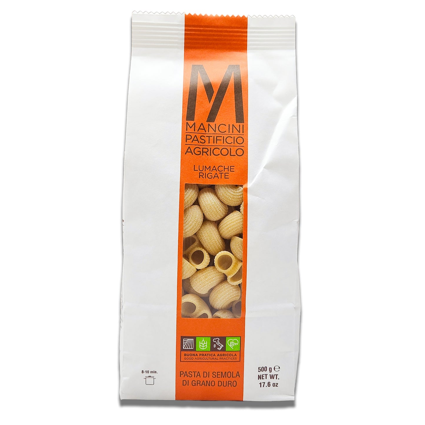 Mancini Lumache Rigate Pasta 500gr/17.6oz - Artisanal Italian Durum Wheat Pasta