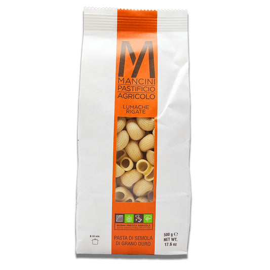 Mancini Lumache Rigate Pasta 500gr/17.6oz - Artisanal Italian Durum Wheat Pasta