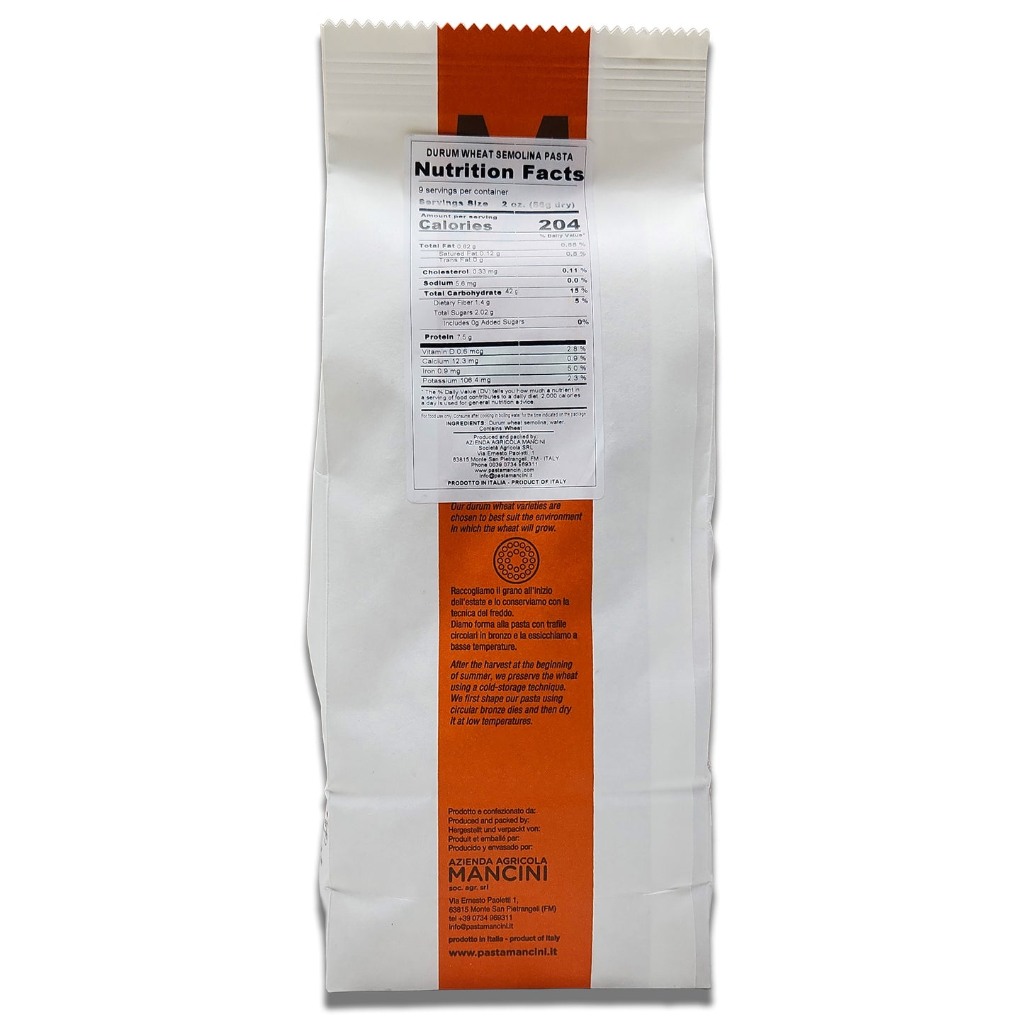 Mancini Fusilli Pasta 500gr/17.6oz - Artisanal Italian Durum Wheat Pasta
