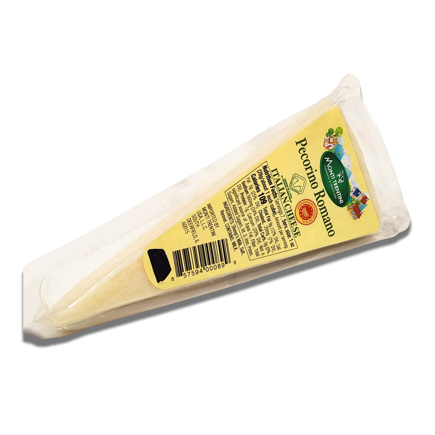 Authentic Italian Pecorino Romano DOP Cheese - 5.3 oz Wedge - Ideal on Classic Roman Pasta Recipes Like Cacio e Pepe and Carbonara