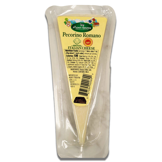 Authentic Italian Pecorino Romano DOP Cheese - 5.3 oz Wedge - Ideal on Classic Roman Pasta Recipes Like Cacio e Pepe and Carbonara