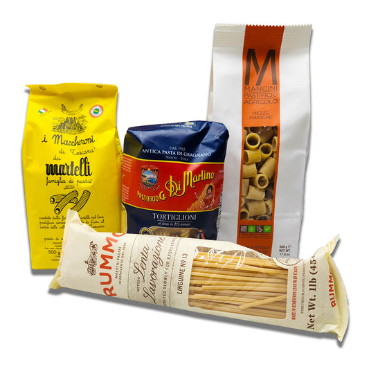 Italian Artisan Pasta Sampler - 4 Legendary Pasta Makers, 4 Classic Shapes
