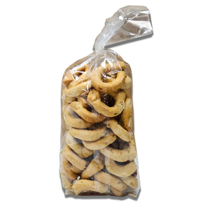 Sanniti Taralli with FENNEL Seeds - Traditional Italian Snack Rings from Puglia, 250g Bag