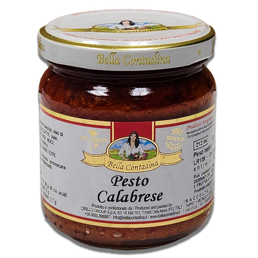 Bella Contadina Artisanal Calabrese Spicy Pesto Spread - Calabrian Specialty - Imported from Italy