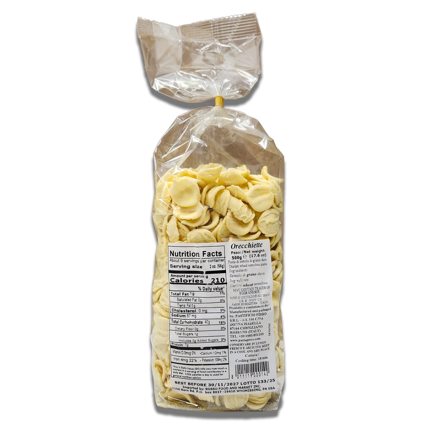 Pirro Orecchiette Pasta – 17.6 oz (500g)