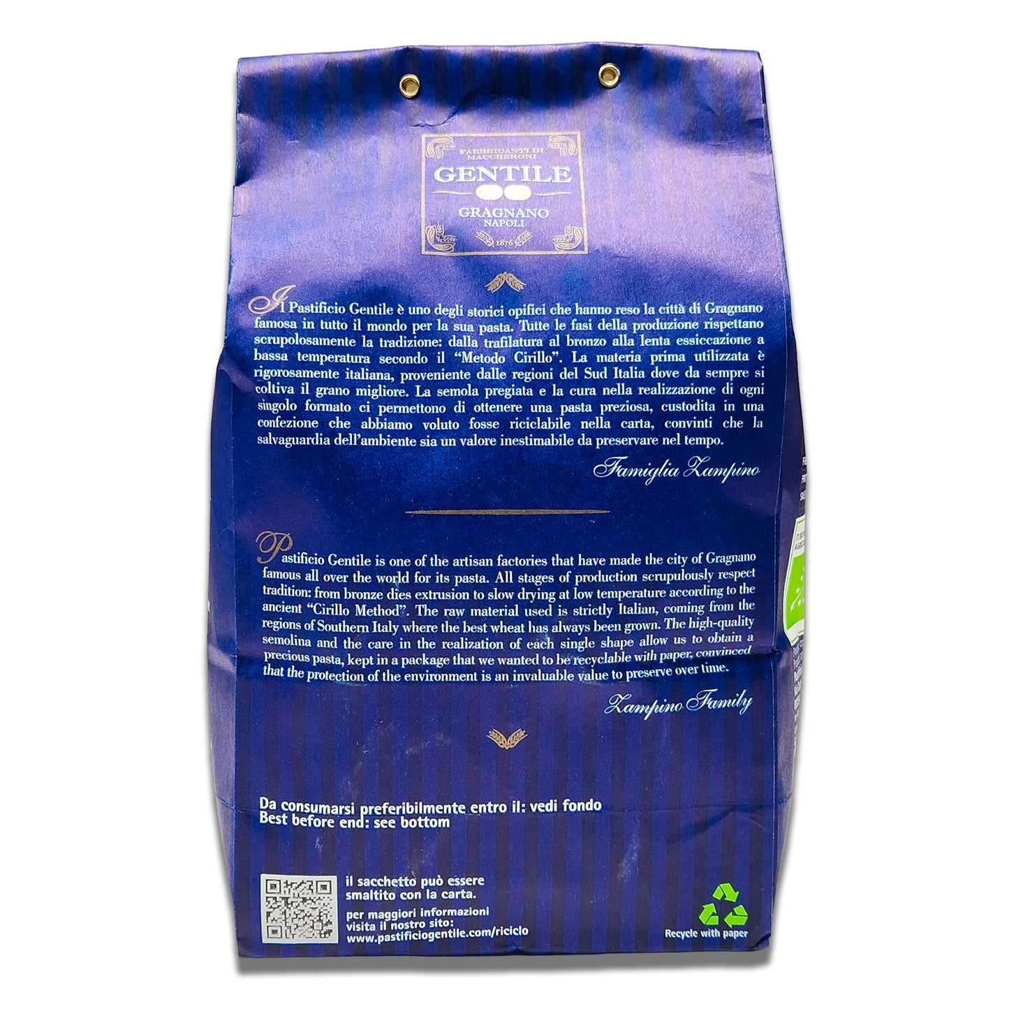Gentile Organic Penne Pasta di Gragnano I.G.P. – 17.6 oz (500g)