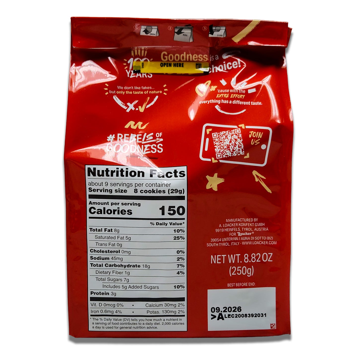 Loacker Quadratini Napolitaner Hazelnut Cube Wafers 250gr - Italian Wafer Cookies