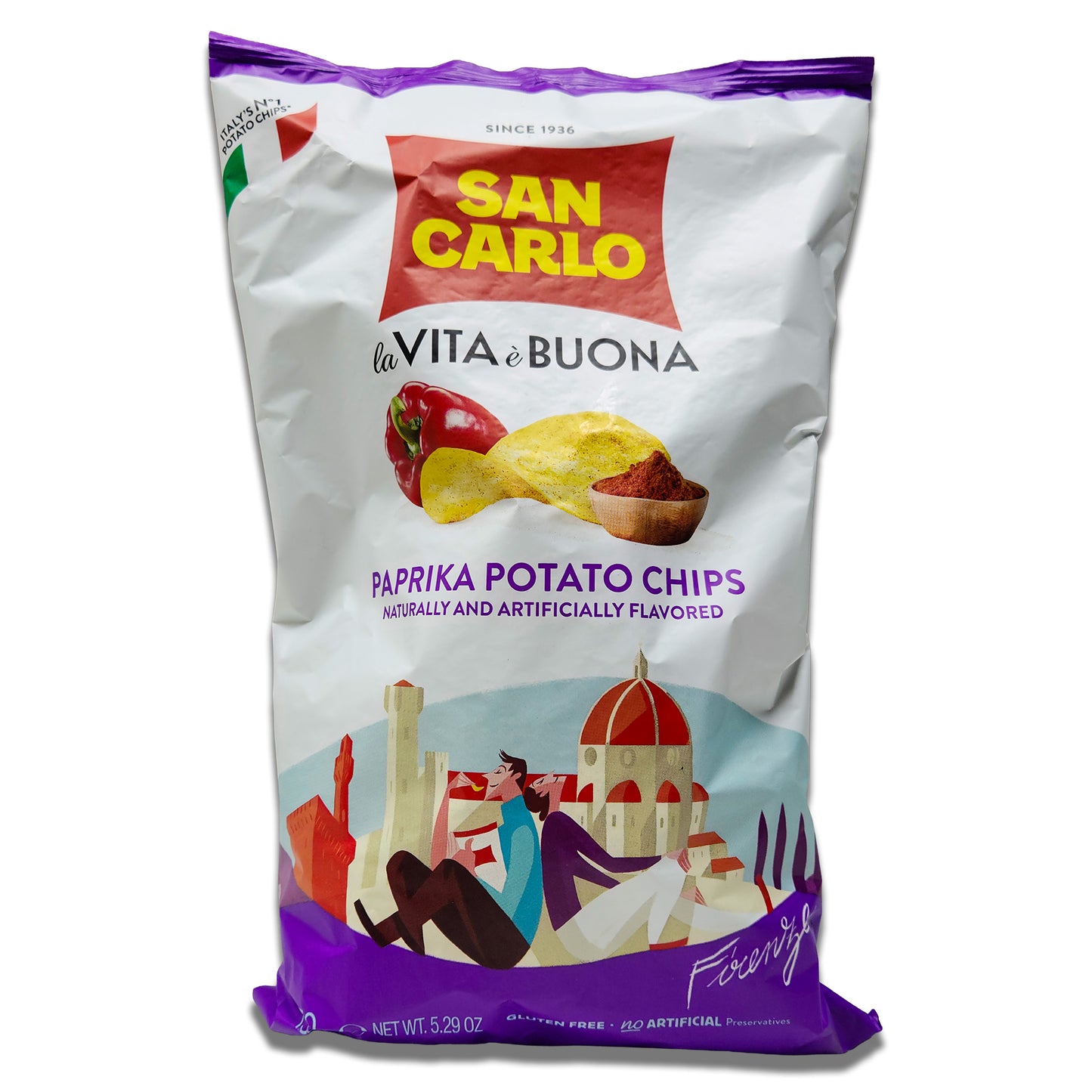 San Carlo Patatine Paprika Potato Chips 150gr - Italian Spicy Crispy Chips