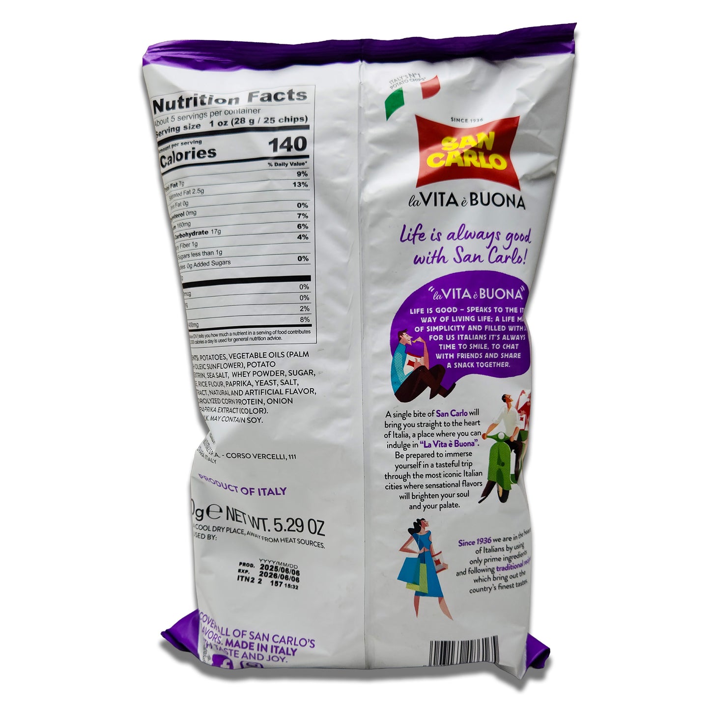 San Carlo Patatine Paprika Potato Chips 150gr - Italian Spicy Crispy Chips