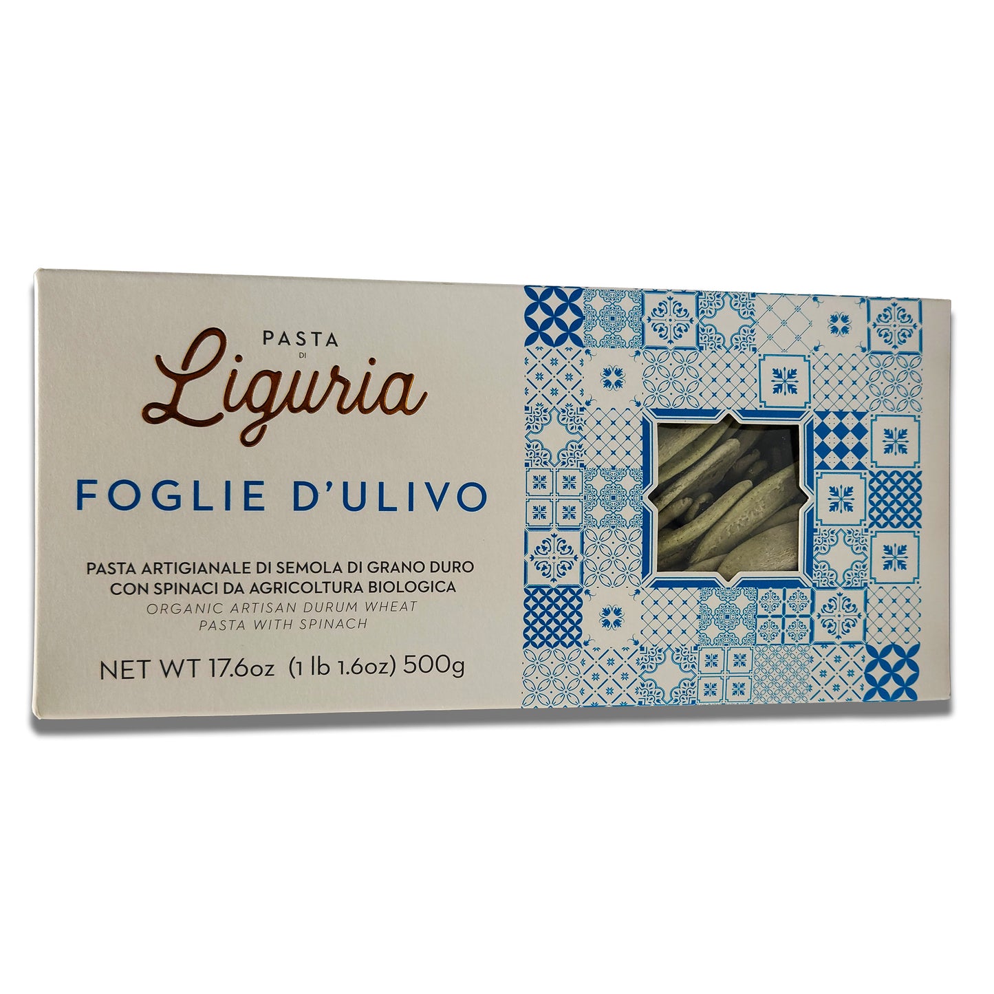 Pasta di Liguria Italian Organic Foglie D'Ulivo (Olive Leaves) - Artisan Durum Wheat Pasta With Spinach