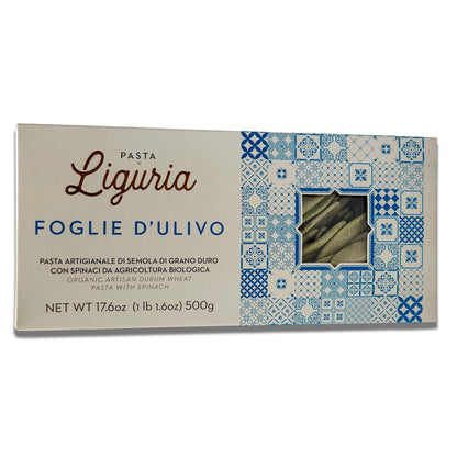 Pasta di Liguria Italian Organic Foglie D'Ulivo (Olive Leaves) - Artisan Durum Wheat Pasta With Spinach