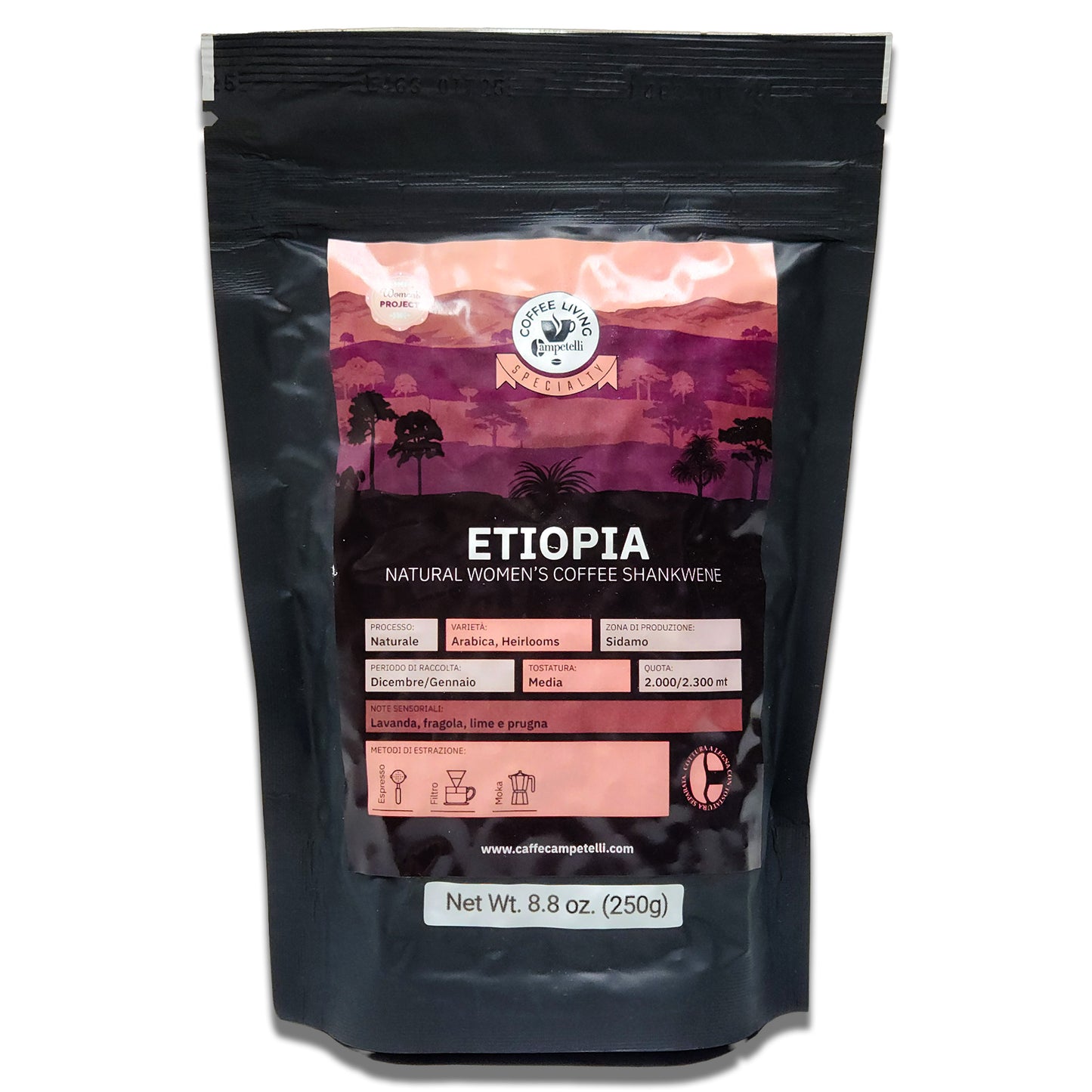 Campetelli Caffe ETHIOPIA Whole Wood Fire Roasted Coffee Beans