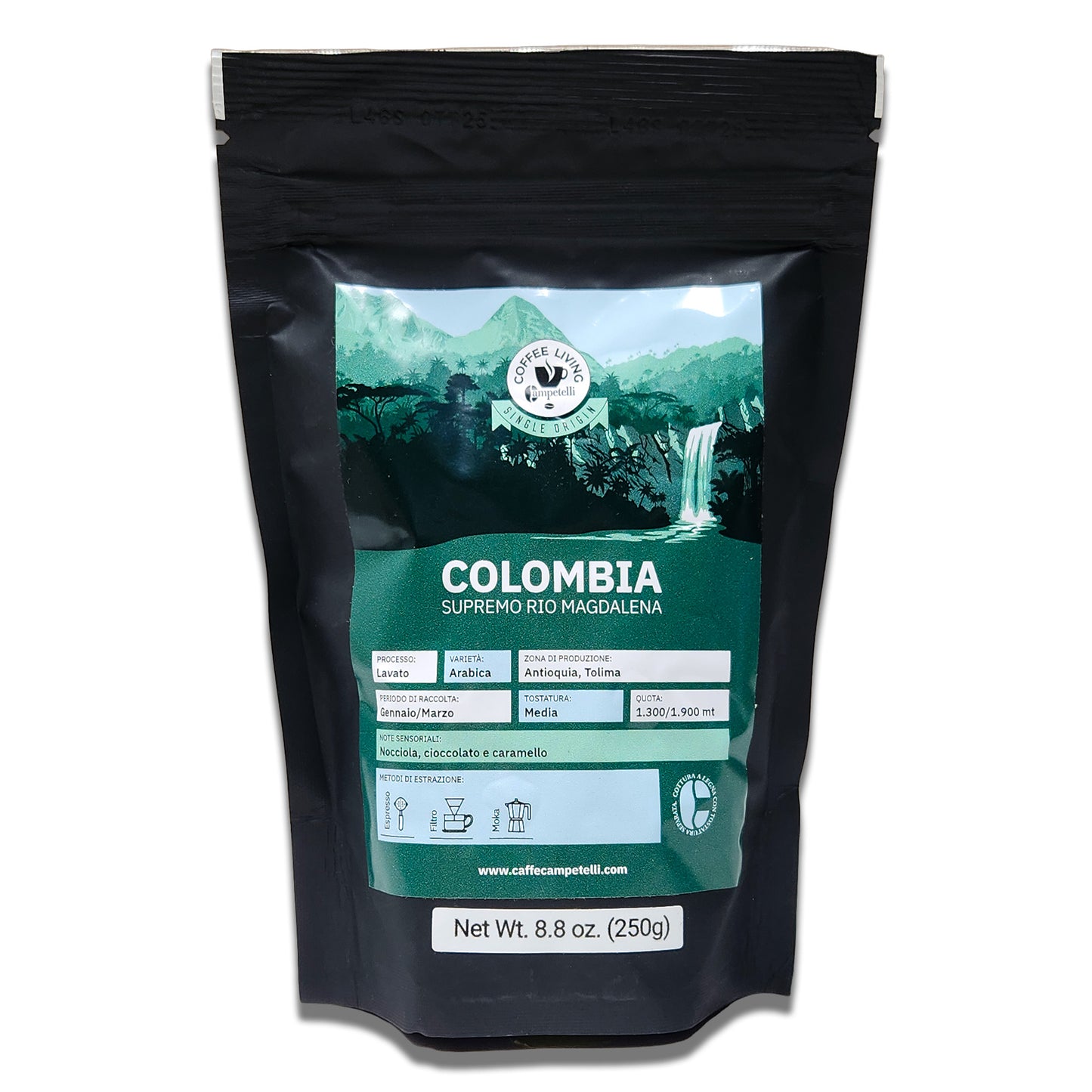 Campetelli Caffe COLOMBIA Whole Wood Fire Roasted Coffee Beans