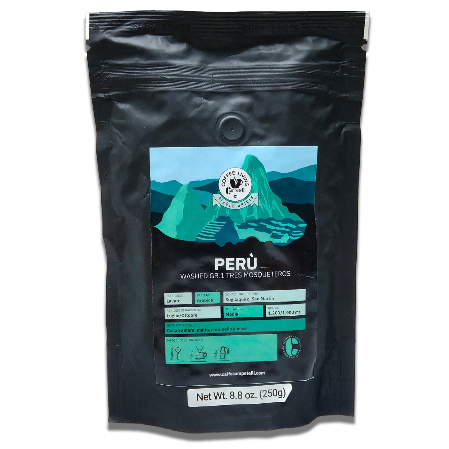 Campetelli Caffe PERU Whole Wood Fire Roasted Coffee Beans