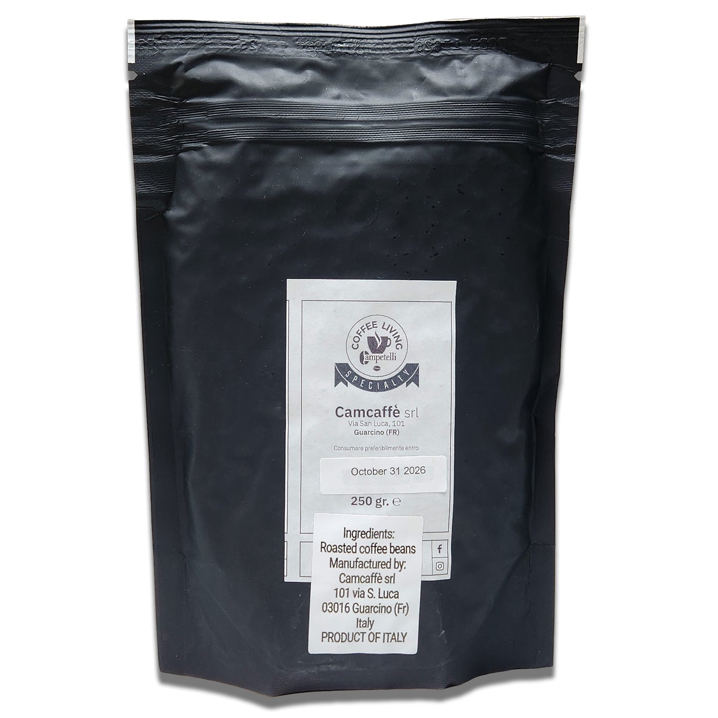 Campetelli Caffe PERU Whole Wood Fire Roasted Coffee Beans