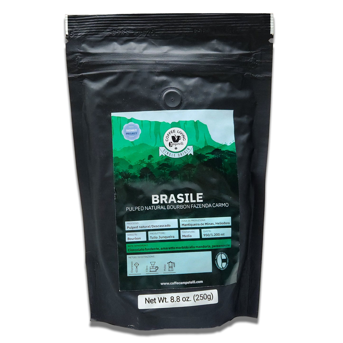 Campetelli Caffe BRASIL Whole Wood Fire Roasted Coffee Beans