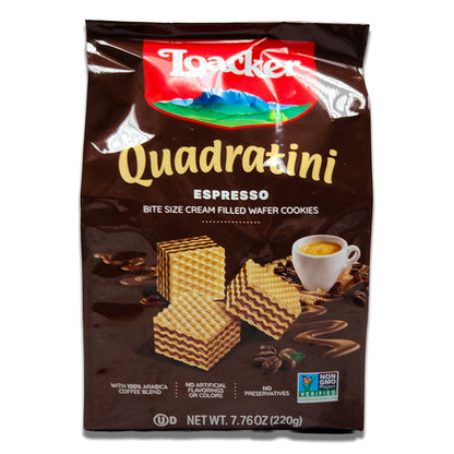 Loacker Quadratini Espresso Cube Wafers 250gr - Italian Coffee Wafer Cookies
