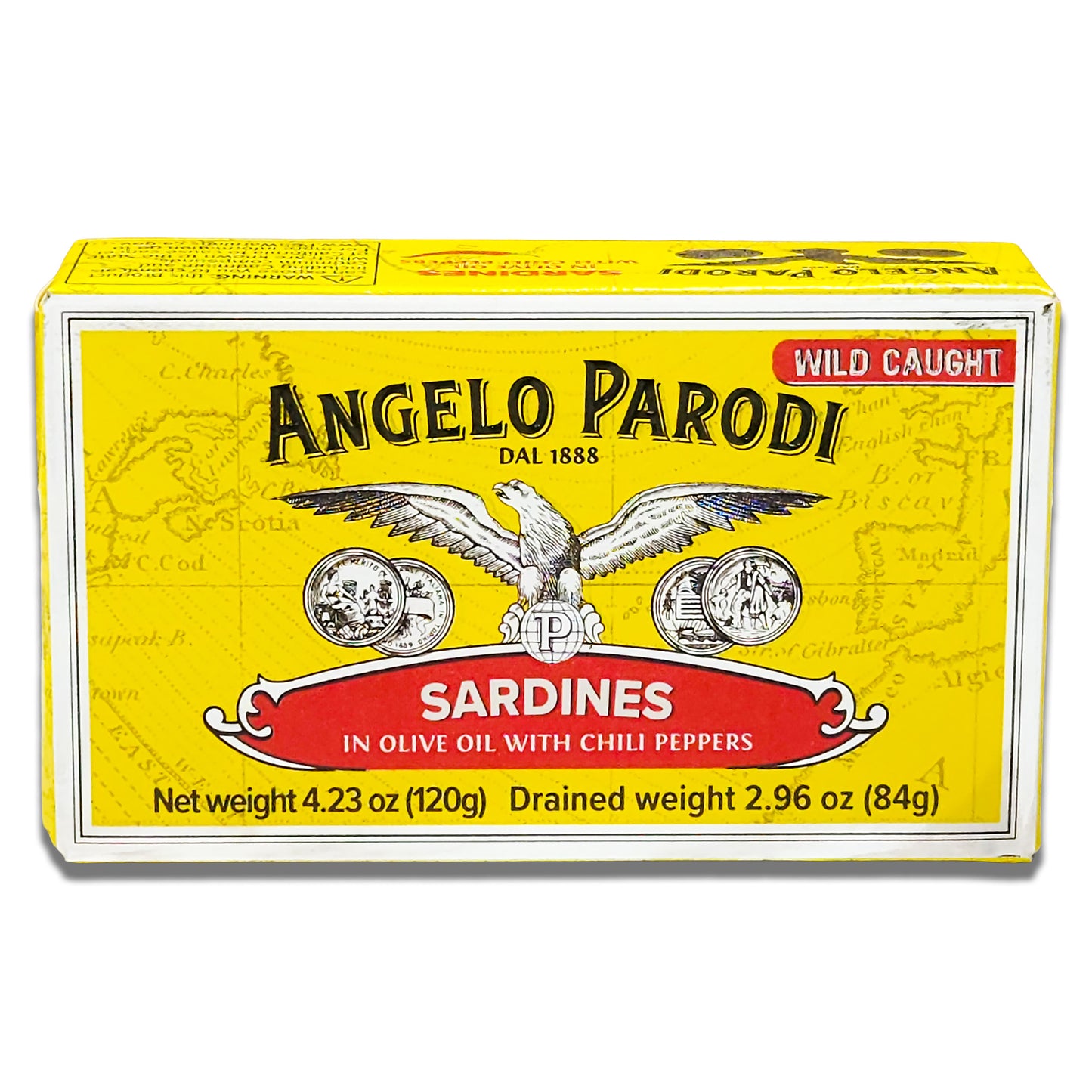 Angelo Parodi Spicy Sardines in Olive Oil - Wild Caught Portuguese Sardines with Chili Peppers - Imported From Italy