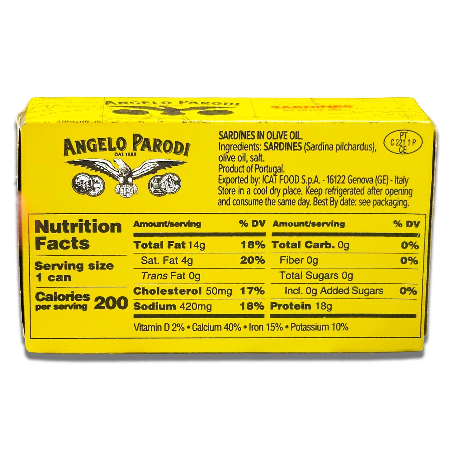 Angelo Parodi Sardines in Olive Oil - Wild Caught and Hand Packed Portuguese Sardines in Extra Virgin Olive Oil - Imported From Italy