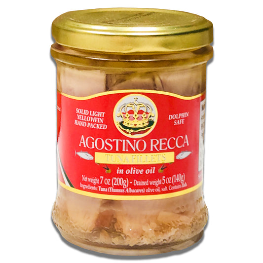 Agostino Recca Tuna Fillets in Olive Oil - 7oz Glass Jar