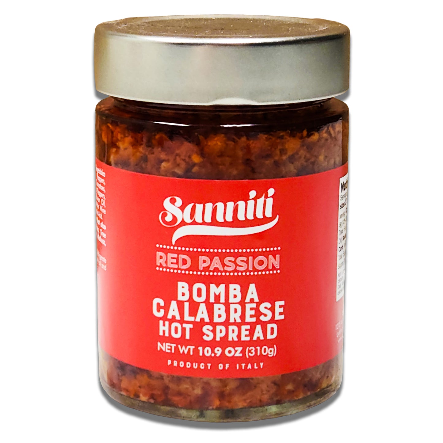 Sanniti Red Passion Bomba Calabrese Hot Spread - Spicy Calabrian Pepper & Mixed Vegetables, 10.9oz Jar