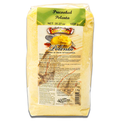 Gran Cucina Instant Precooked Polenta - (1KG/2.2lbs) - Authentic Italian Cornmeal for Creamy or Grilled Dishes