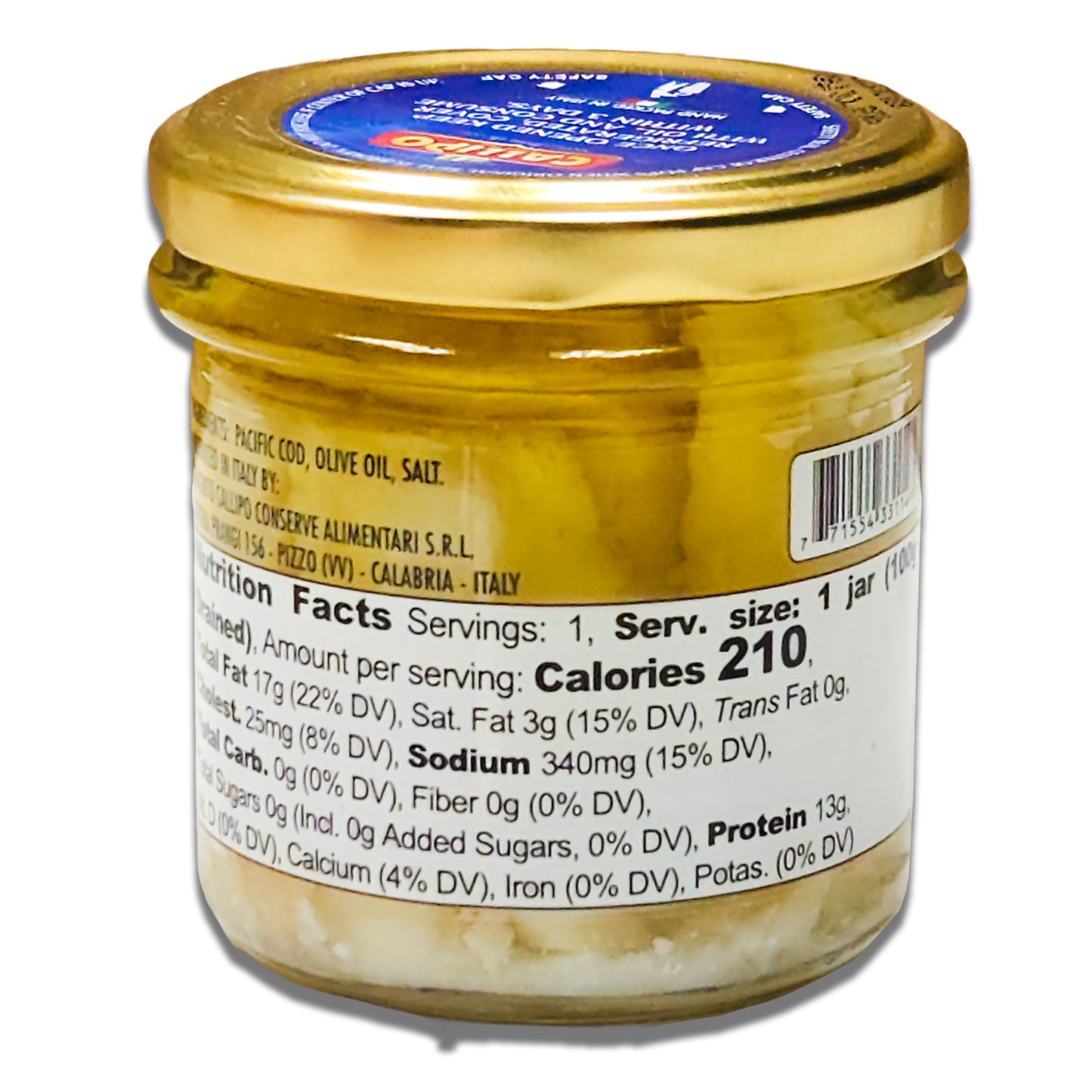 Callipo Filetti di Merluzzo Cod Fillets in Olive Oil - 150g Jar