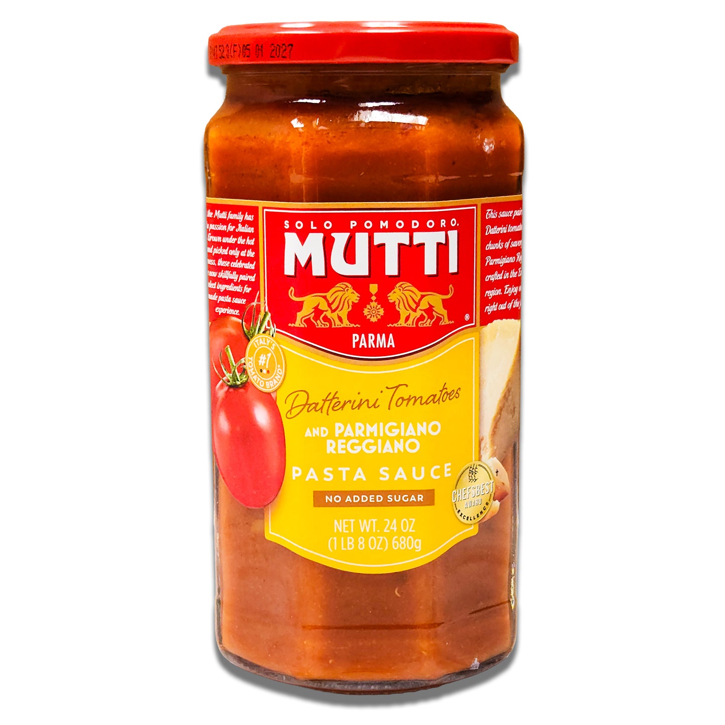 Mutti Parmigiano Reggiano Pasta Sauce - Premium Italian Tomato Sauce with Rossoro Tomatoes & Real Parmigiano Reggiano Cheese, 24 oz (680 g) Jar