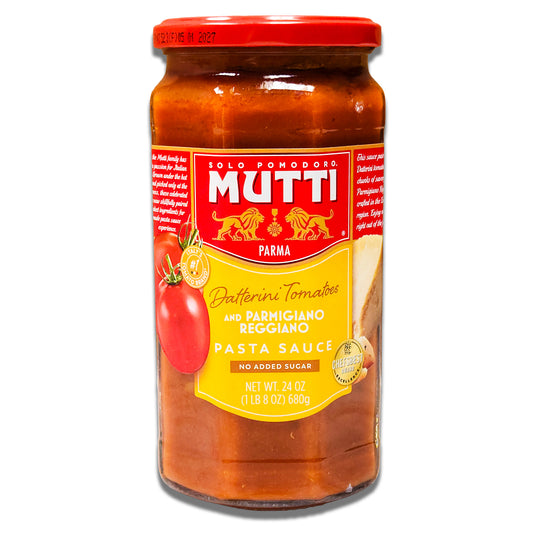 Mutti Parmigiano Reggiano Pasta Sauce - Premium Italian Tomato Sauce with Rossoro Tomatoes & Real Parmigiano Reggiano Cheese, 24 oz (680 g) Jar