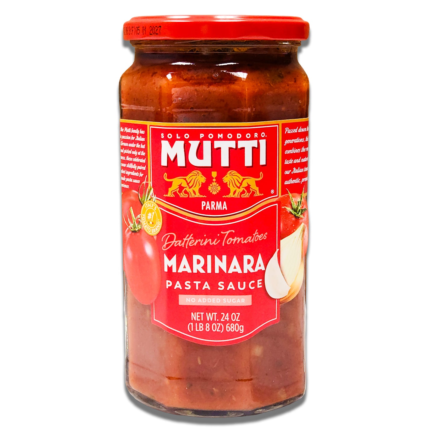 Mutti Marinara Pasta Sauce - Authentic Italian Tomato Sauce with Garlic, Onion & Herbs, 24oz Jar
