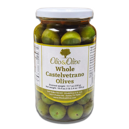 Italian Castelvetrano Green Olives - Whole and IN BRINE - Buttery and Tender Taste - Vibrant and Fresh Color - 11.7 oz (Drained weight)