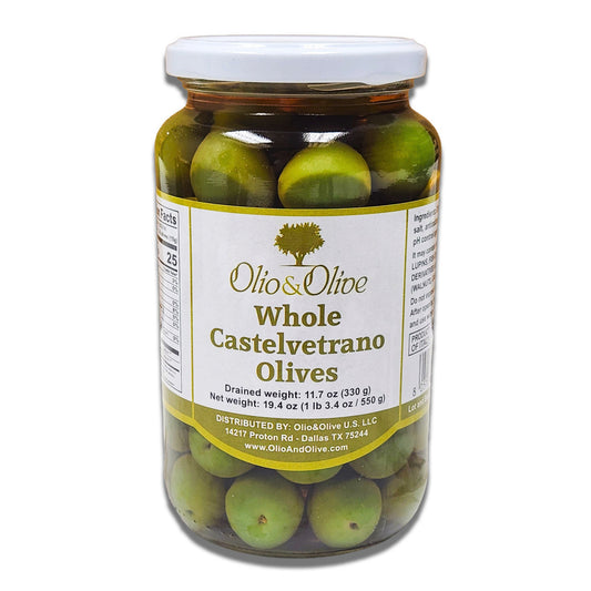Italian Castelvetrano Green Olives - Whole and IN BRINE - Buttery and Tender Taste - Vibrant and Fresh Color - 11.7 oz (Drained weight)