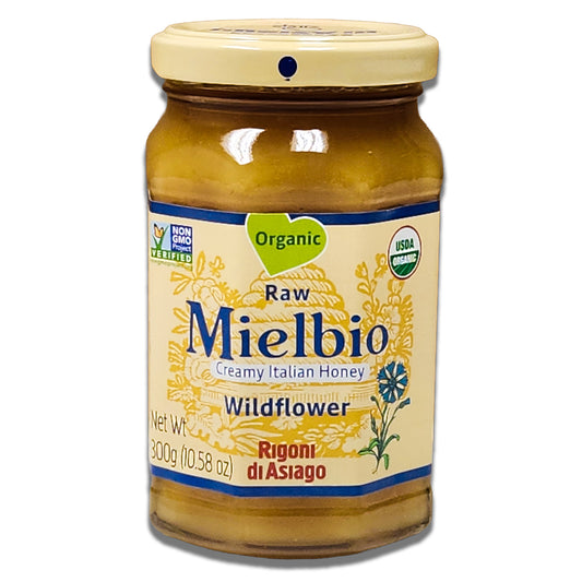 Rigoni di Asiago Organic Raw Wildflower Creamy Italian Honey - 100% Pure, Unfiltered, and Naturally Sweet, 300g Jar