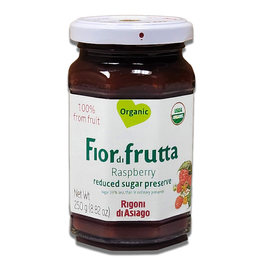 Rigoni di Asiago Organic Raspberry Fruit Spread - 100% Fruit, All-Natural Italian Jam, 8.82oz (250g) Jar