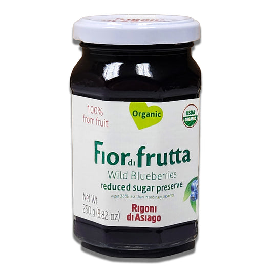 Rigoni di Asiago Organic Wild Blueberries Fruit Spread - 100% Fruit, All-Natural Italian Jam, 8.82oz (250g) Jar