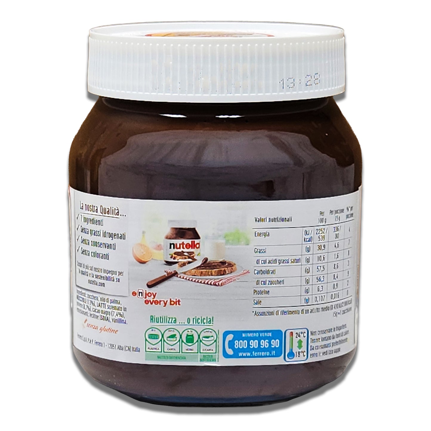 Italian Nutella Ferrero Hazelnut Chocolate Spread - Glass Jar Imported From Italy