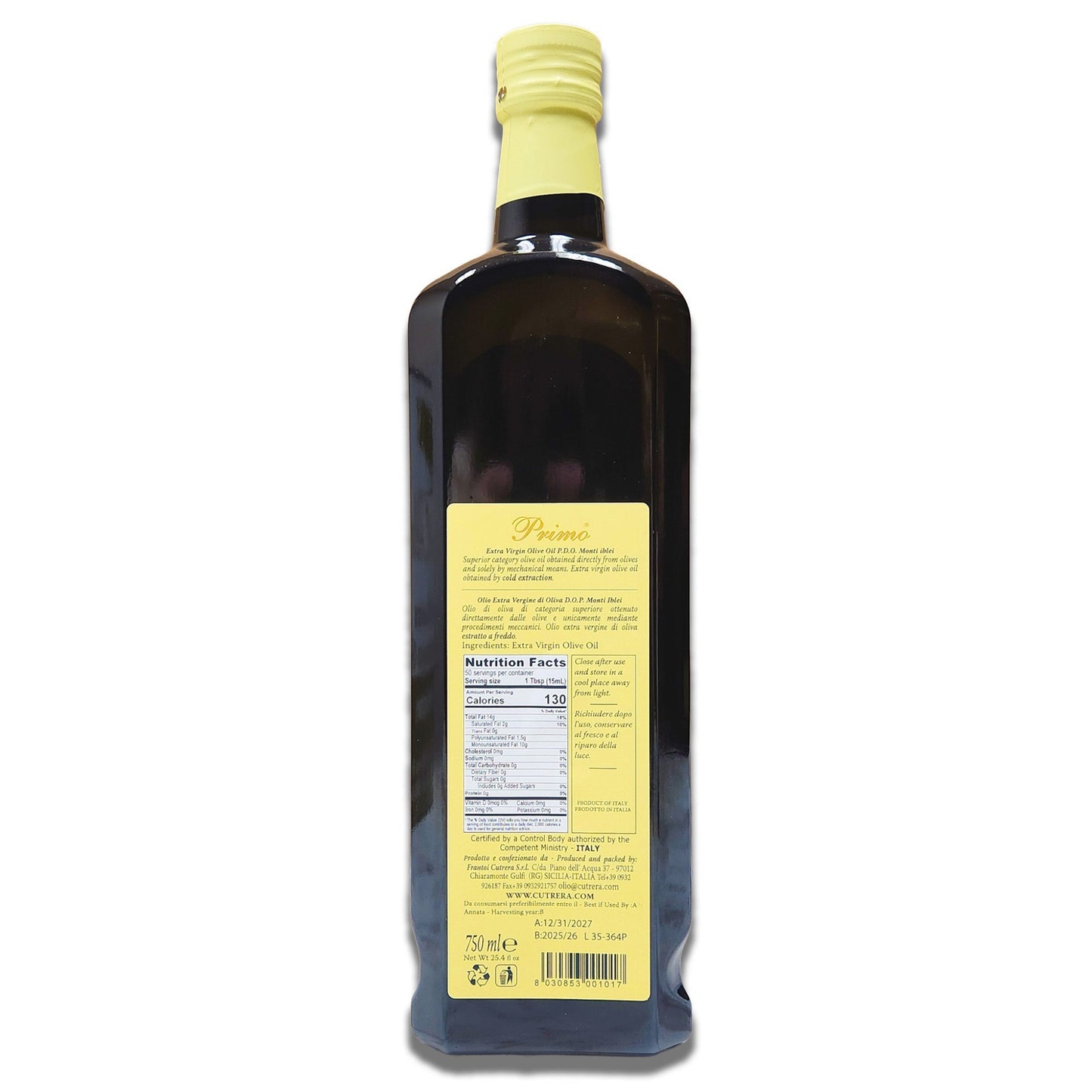 Frantoi Cutrera D.O.P. Monti Iblei Primo Extra Virgin Olive Oil - 750ml
