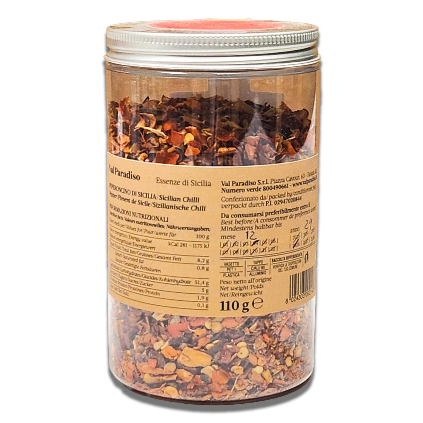 ValParadiso Sicilian Peperoncino Dried Hot Chilli Pepper 110gr./3.88oz