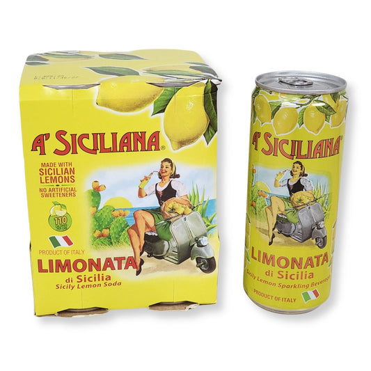 A Siciliana Limonata – Sicilian Lemon Sparkling Beverage | 11.15 fl oz (330ml) - 4 Pack