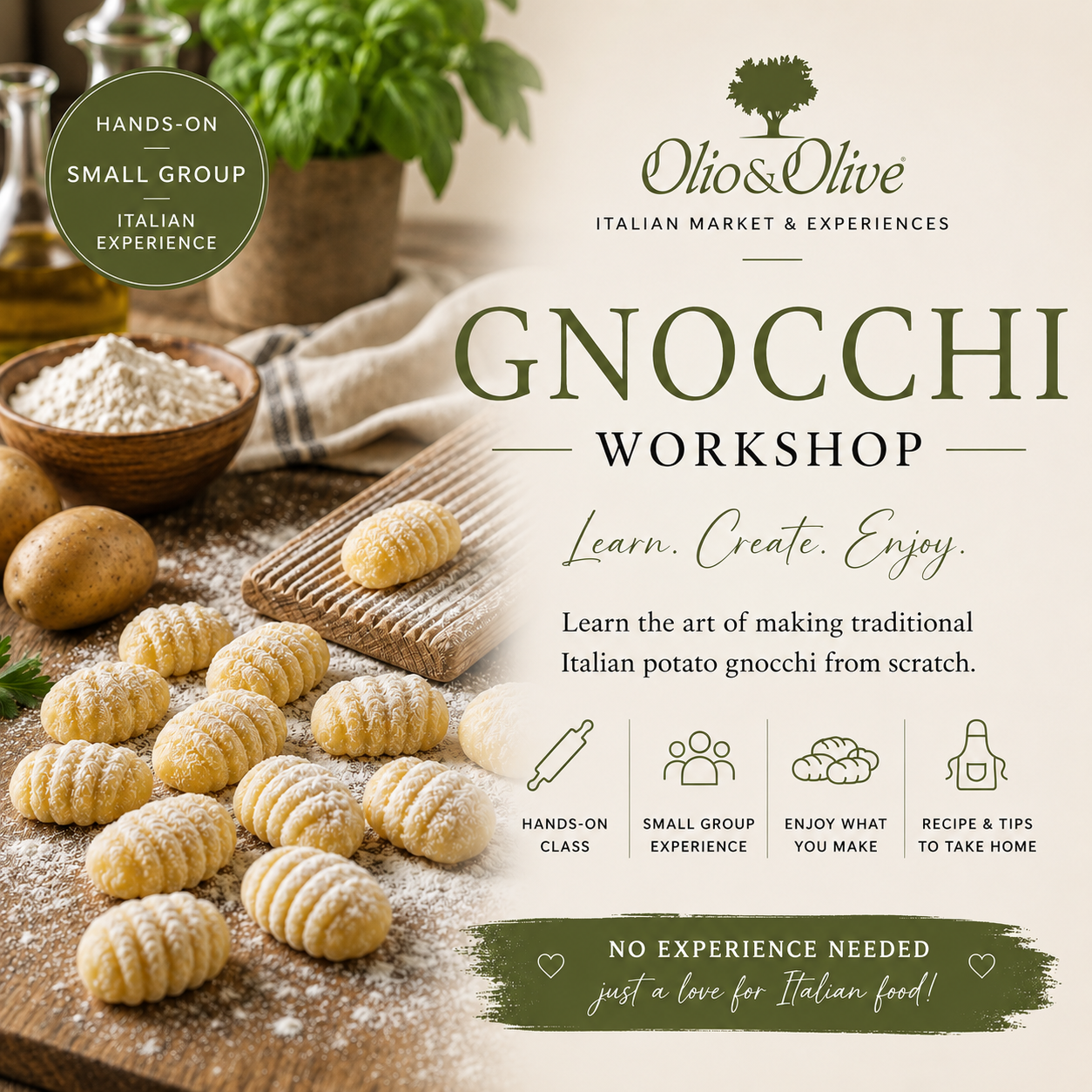 Potato Gnocchi Workshop (Dallas) – Small Group Italian Experience