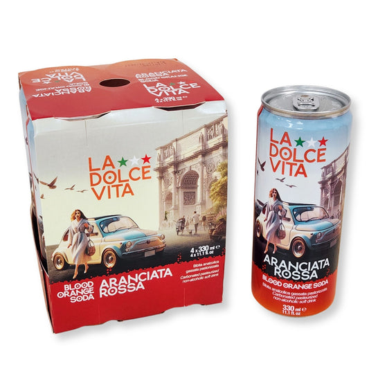 La Dolce Vita Blood Orange (Aranciata Rossa) Soda – 11.1 fl oz (330ml) | 4 Pack