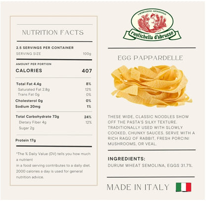 Rustichella d'Abruzzo Egg Pappardelle Pasta – 8.8 oz (250g)