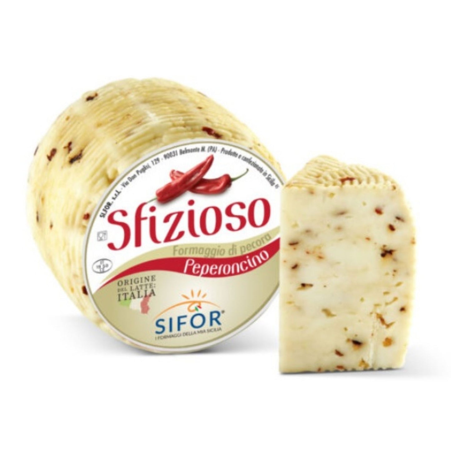 Sifor Pecorino Sfizioso Peperoncino – Fresh Sheep's Milk Cheese with Chili Pepper (1 lb Wheel)